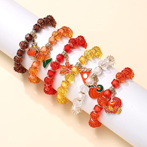 Miniatura 6 de Juego de pulseras de cuentas de Halloween, calabaza, araña, fantasma, encantos, pulseras elásticas para Halloween