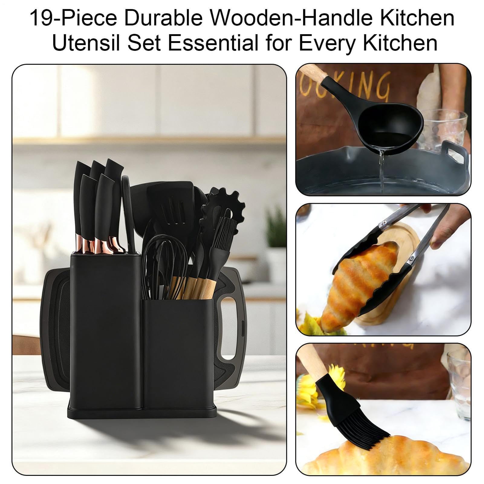 Set di utensili da cottura Set da 19 Pezzi in Silicone Antiaderente | Set di Strumenti da Cucina Per La Casa, Appartamento, Interno, Piano Di Lavoro, Famiglia