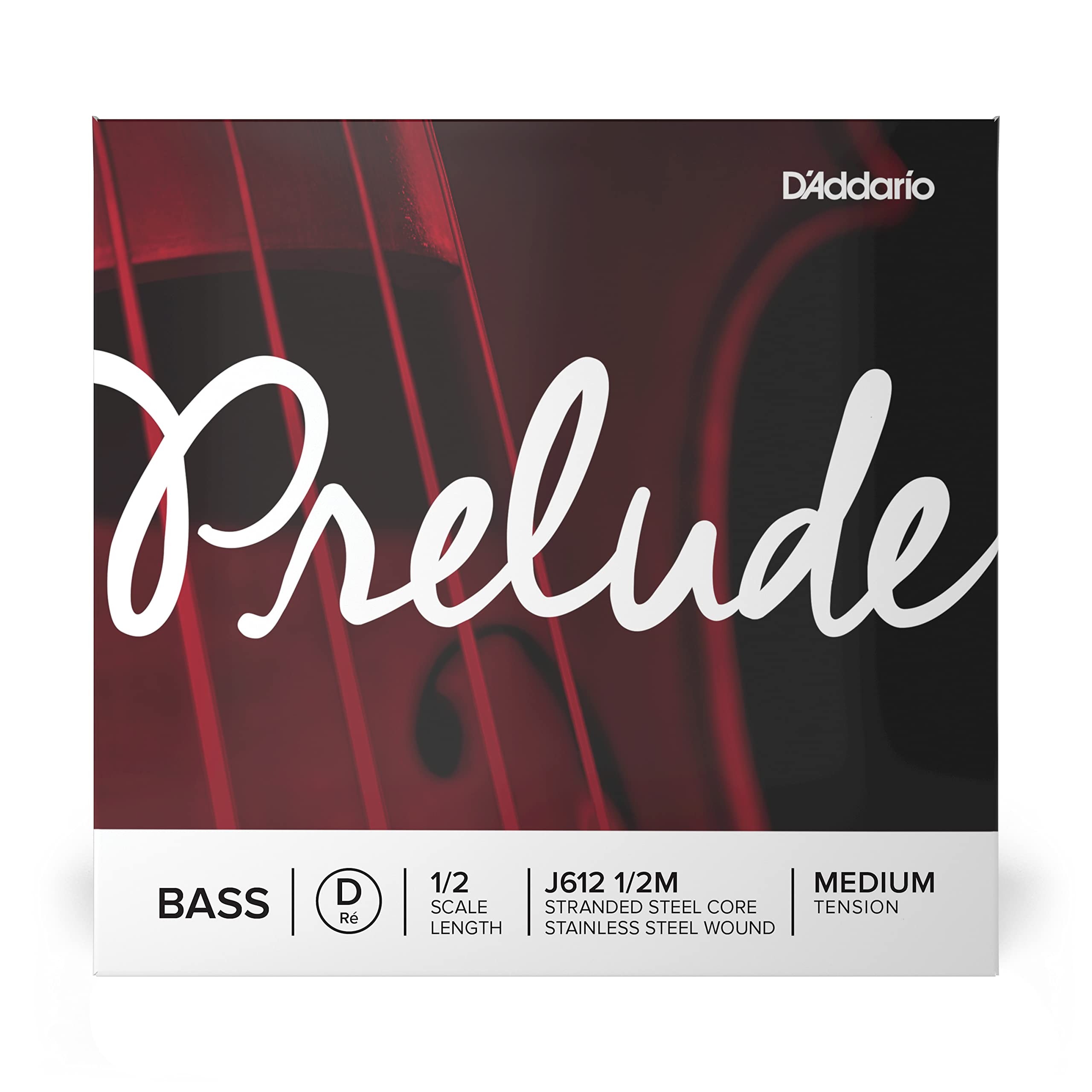 D'Addario Prelude 1/2 Scale Medium Tension Single D String for Double Bass, Black