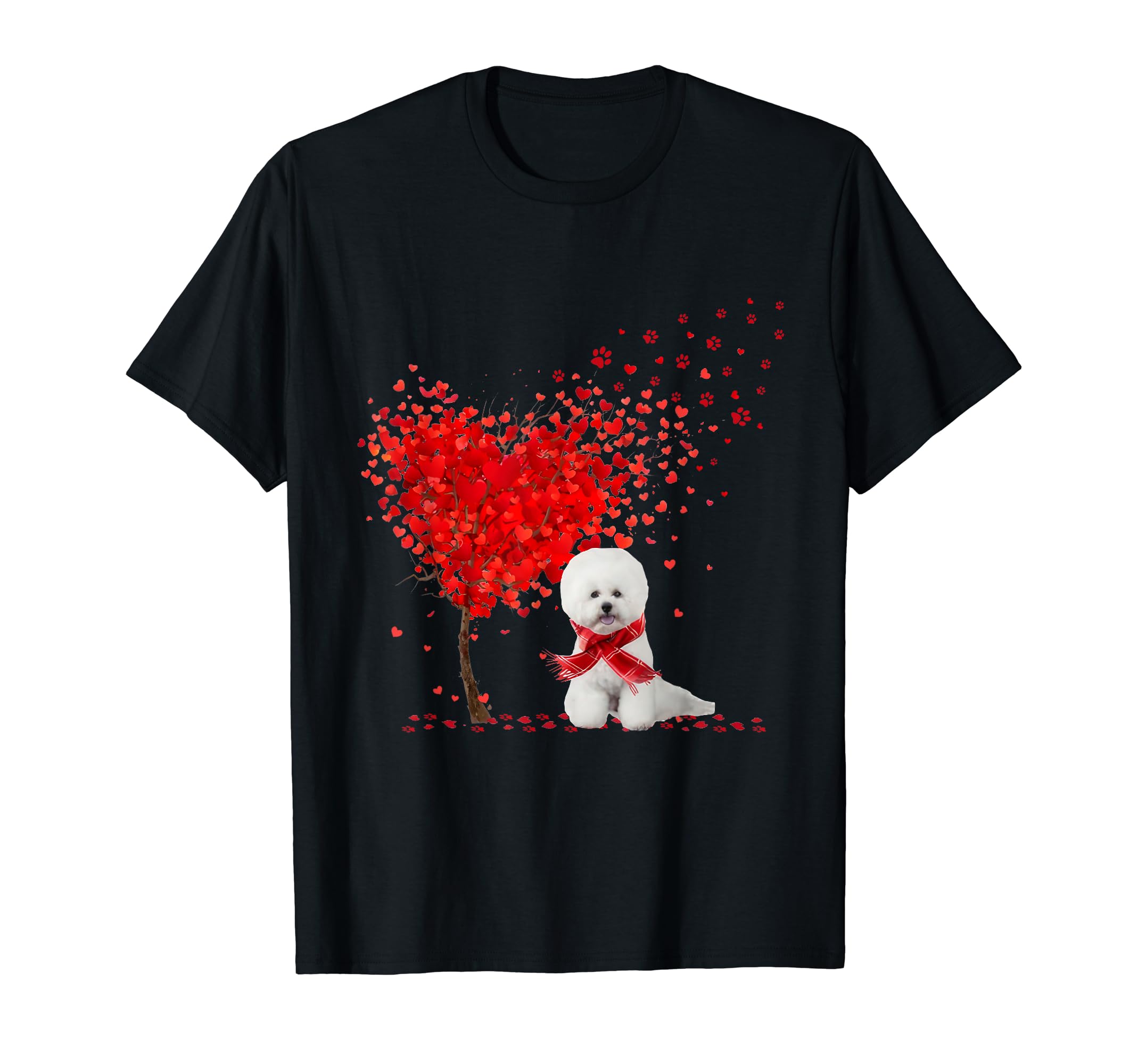 Valentine's Day Heart Tree Love White Bichon FriseHappy Valentine's Day Heart Tree Love White Bichon Frise T-Shirt