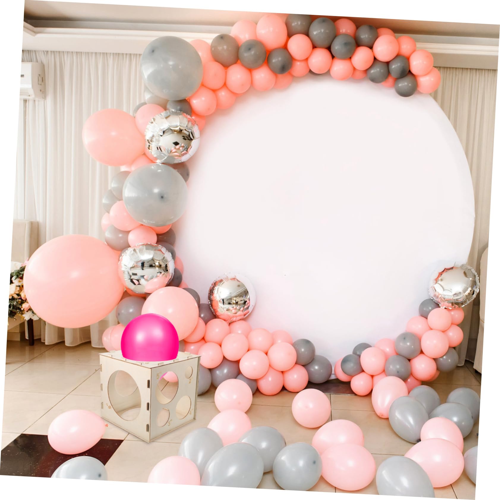 Abaodam Scatola di Misurazione per Palloncini in Legno Pieghevole a Forma di Cubo 9 Fori, Strumento Portatile ad Alta Precisione per Decorazioni di Palloncini e Eventi