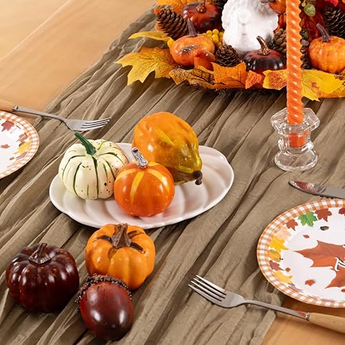 Miniatura 3 de Paquete de 12 caminos de mesa de gasa color nude, camino de mesa bohemio de gasa a granel, camino de mesa rústico traslúcido de 120 pulgadas de