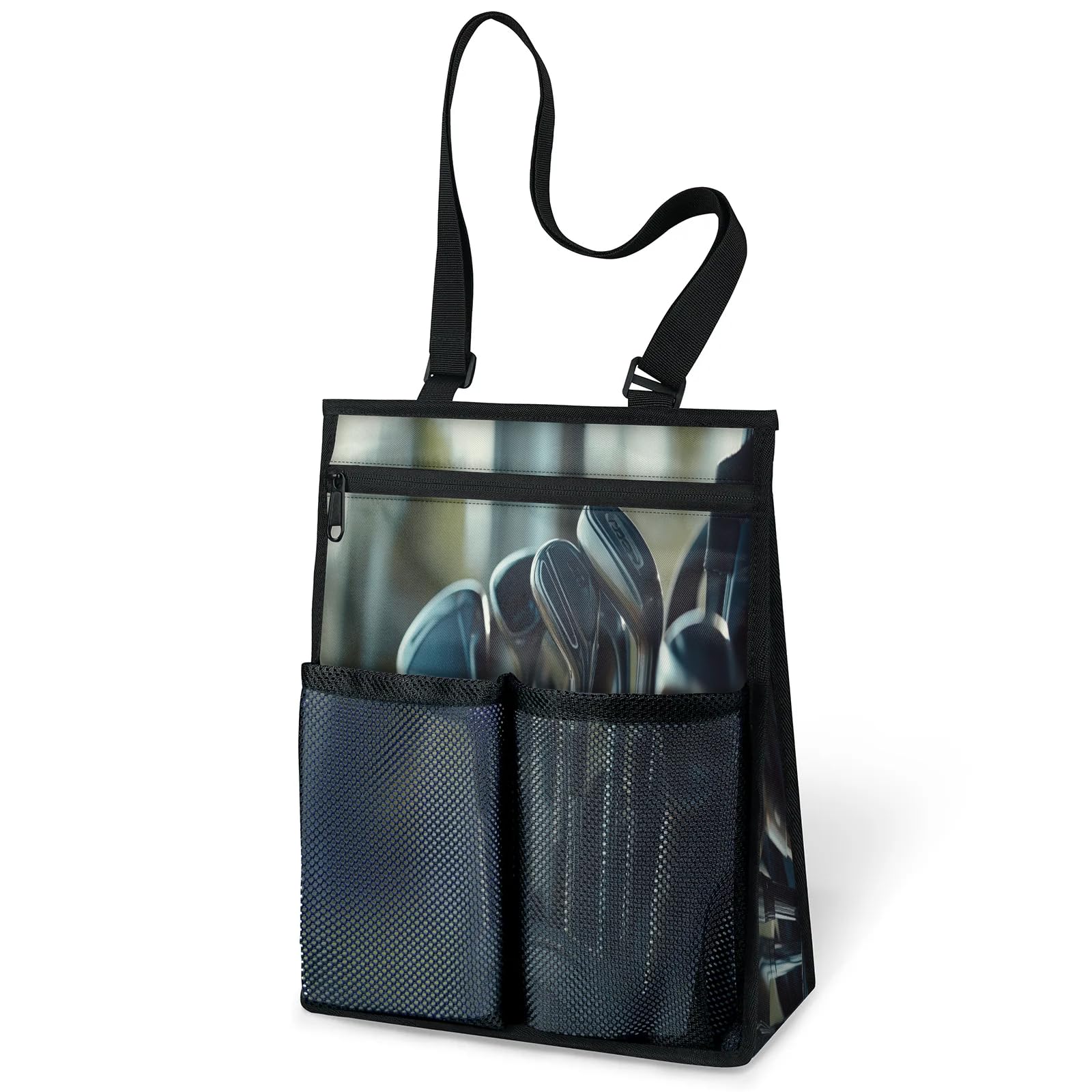 Ourtheme Golf Clubs Pattern Portable Shower Bag for Travel Gym Camp Beach Tote Shower Caddy Bags Hanging Toiletry