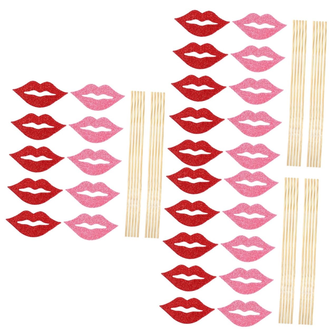 3 Sätze Teiliges Lustige Rote Lippen Fotorequisiten Wiederverwendbar Handlich Für Hochzeitsfeiern Geburtstage Und Party Fotokabinen Farblich Gemischt Rot Und 40 Stück * 3