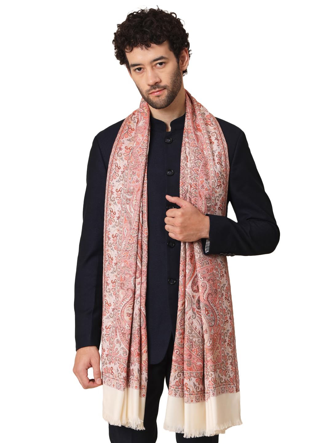 zamour Faux Pashmina Soft Jamawar Woven Shawl for Men-picture-28