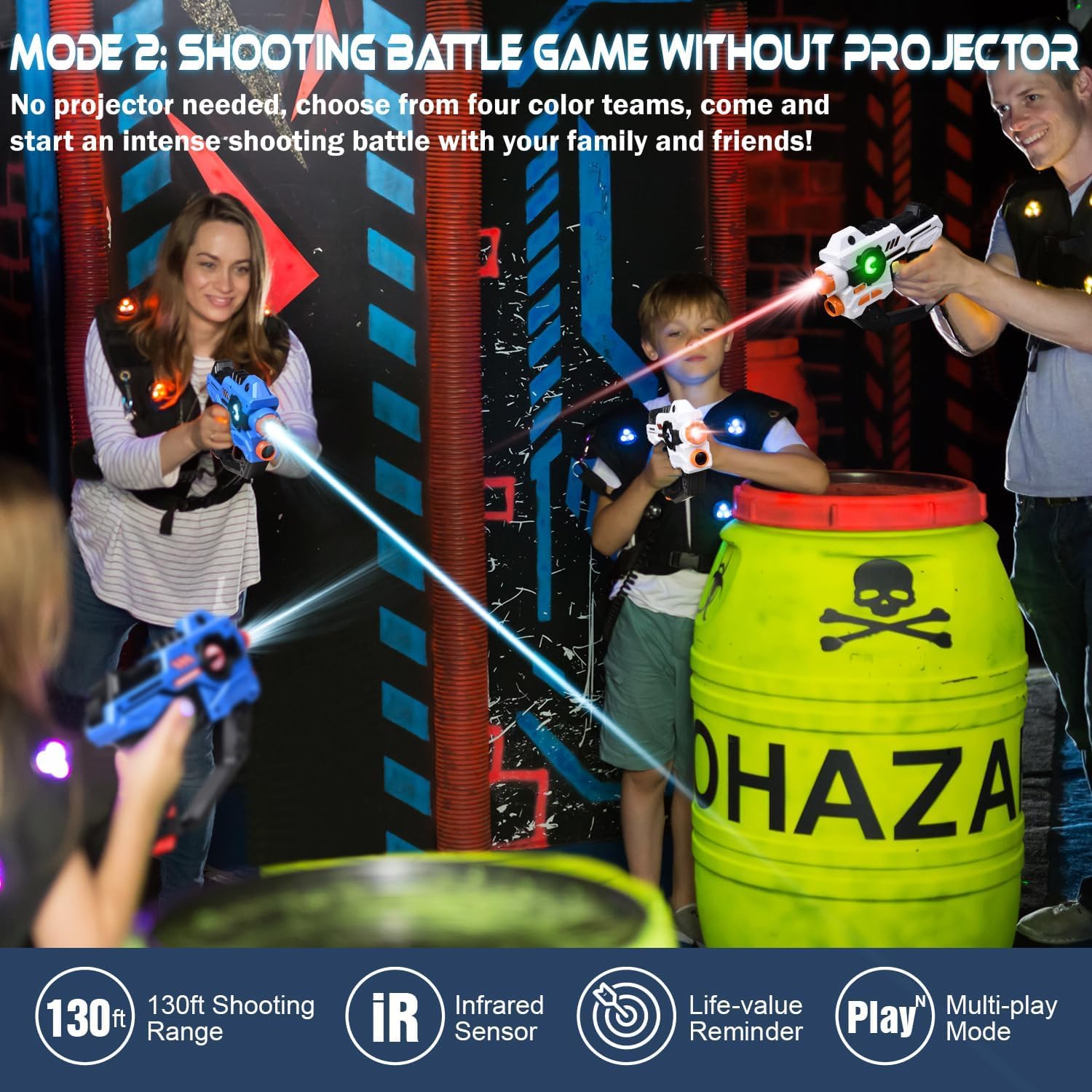 Infrared Tag, 2 Infrared Toy Guns Set of Projector with Digital LED Score Display, Shooting Battle Game for Kids Adult, Family Fun Birthday Gift Toys Ages 8+ Year Old, Boys, Girls