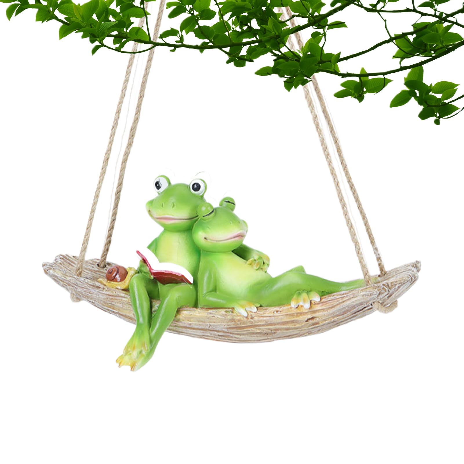 Statue d'extérieur grenouille balançoire déco jardin patio