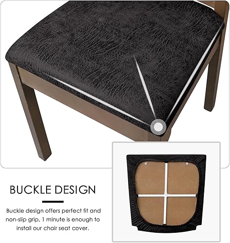 Miniatura 6 de FORCHEER Juego de 4 fundas para silla de comedor con estampado Parsons, fundas para sillas Parsons lavables, protectores de asiento extraíbles para