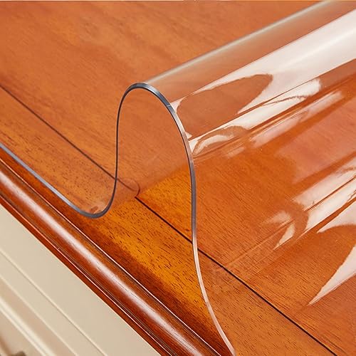 Protector de mesa de vidrio suave de PVC, protector de mantel transparente con bordes de 68, placa de cristal de plástico transparente, impermeable,