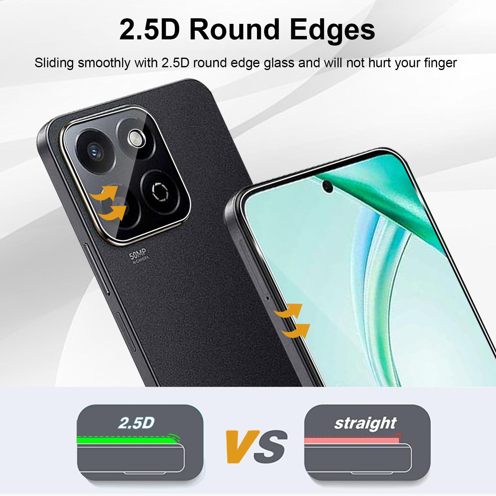 WFTE [2-Pezzi Vetro Temperato per Honor 200 Smart Pellicola Protettiva [Durezza 9H][ Anti graffio][Anti-Impronte][Senza Bolle] Pellicola Protettiva per Honor 200 Smart