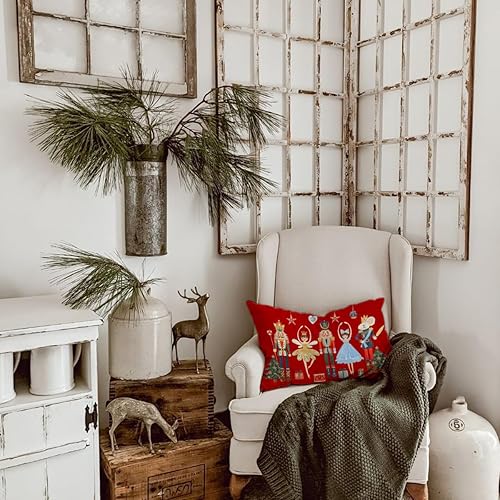 Miniatura 3 de Fundas de almohada de Navidad de 12 x 20 pulgadas, cascanueces rojos, decoración de Navidad, decoración de invierno, vacaciones, funda de cojín para