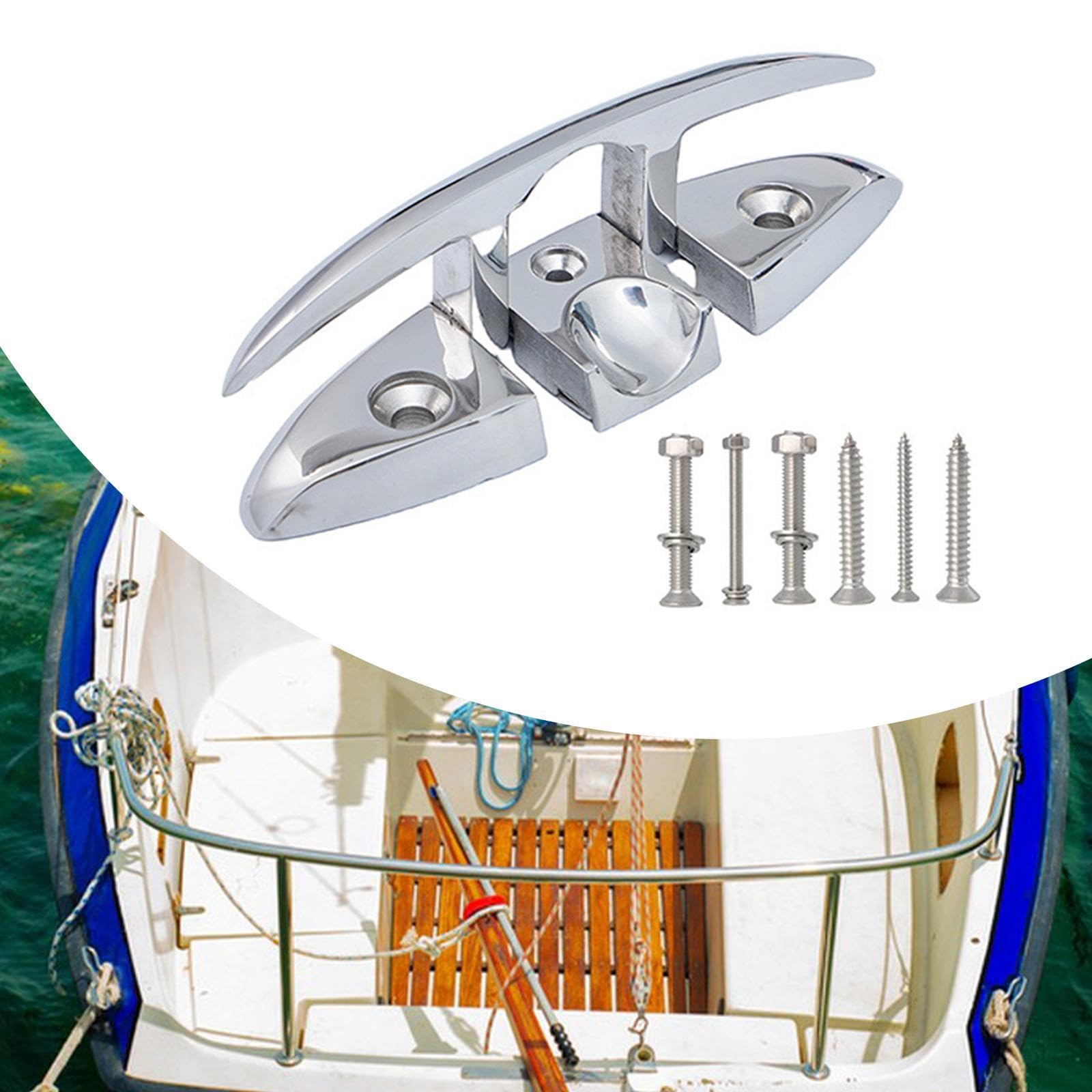 Vaveren Boat Folding Cleat Boat Accessory Hardware Easy to Install Portable Marine Flip up Dock Cleat Rope Cleat for Boats Yacht, 6 Inch with Screw