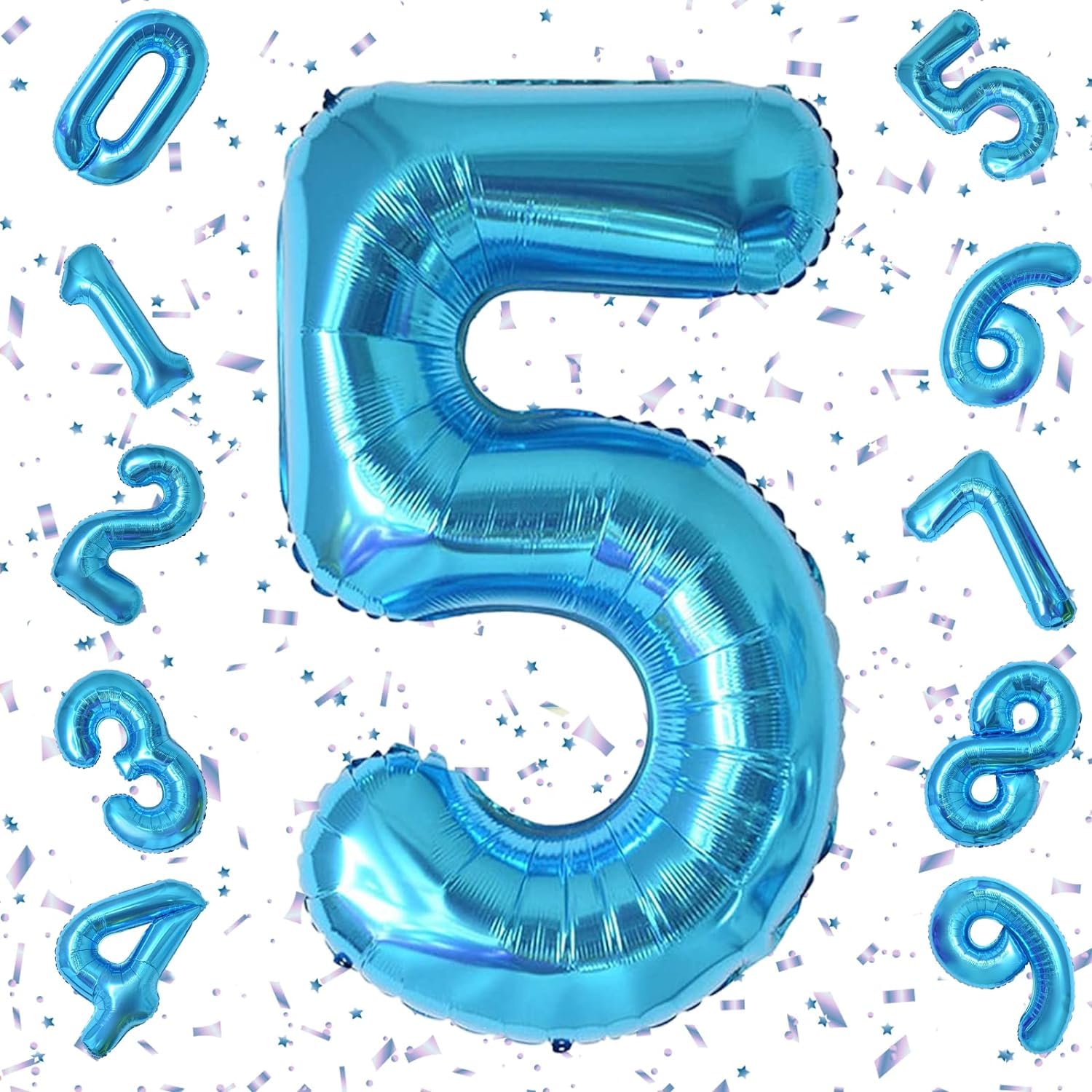 Flyloons 5 number Blue Foil Balloon 16 inch Size Birthday Decoration Items | 5th Year Balloons | Five