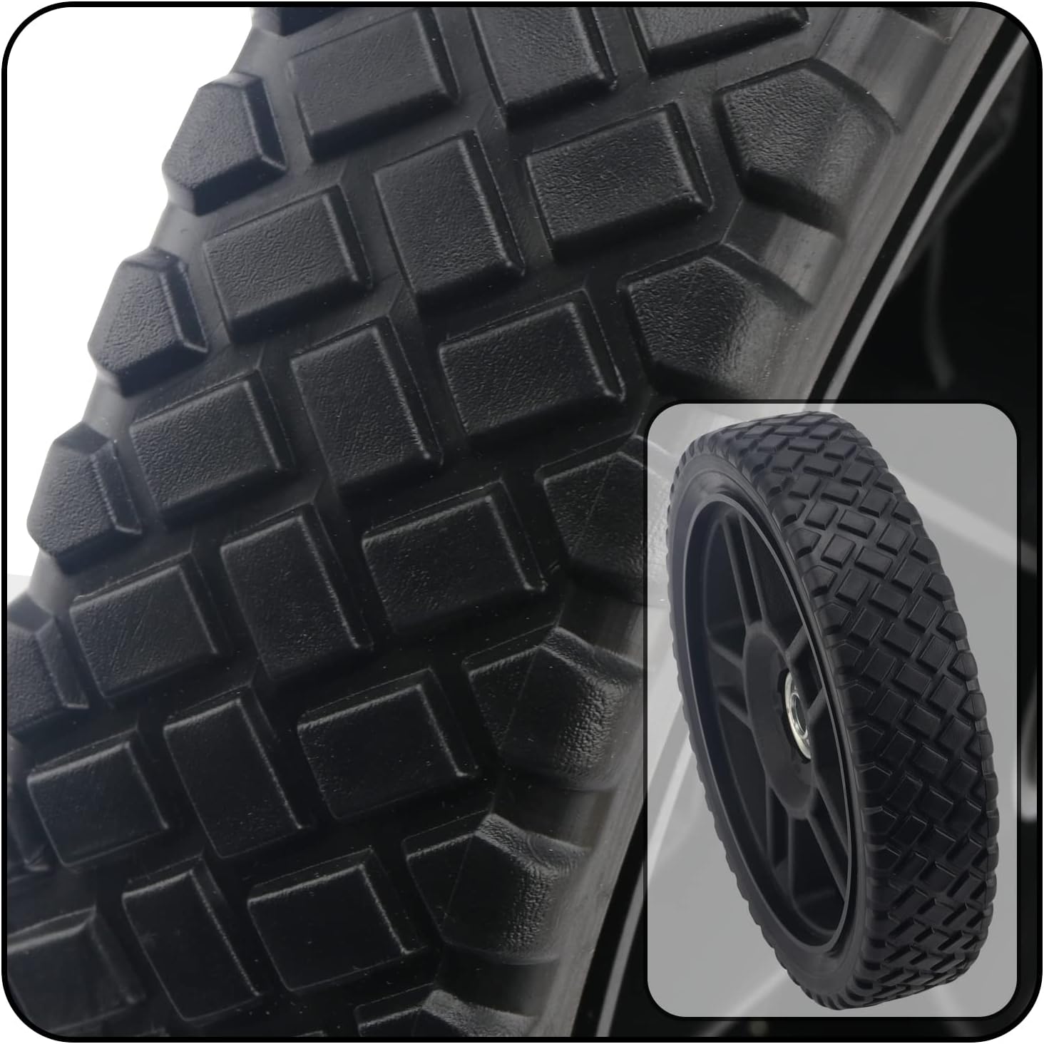 MOUYAT 4 PCS 8 Inch Lawn Mower Wheels, Black Plastic Spoked Wheel, Replacement Tire for Hand Trucks, Push Mowers