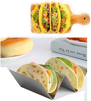 Taco Shell Stand Up Holders Premium Stainless Steel Oven & Dishwasher Safe Taco Holder, Holds 2 Tacos Each Keeping Shells Neat & Upright