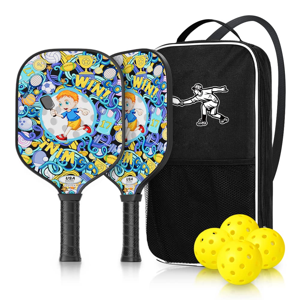 JUNDKSO Pickleball Paddles Set of 2 Carbon Fiber Graphite Surface