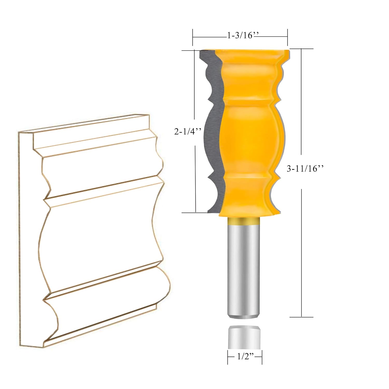 LEATBUY 1/2-Inch Shank Crown Molding Router Bit Set 3 PCS, Corner Rounding Edge-Forming Door Cabinet Router Bit Set, Woodworking Milling Cutter Tools, Carbide Cutter CNC Router (YT05)