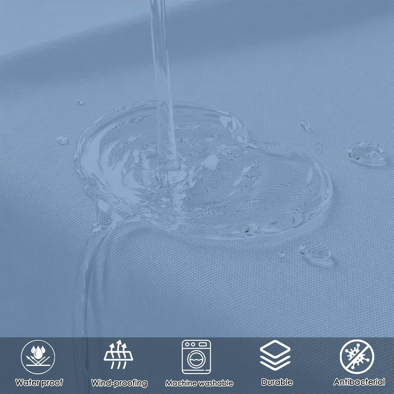 Cortina de Ducha de Tela 270 x 70 cm Cortina de Ducha Resistente Al Moho - Antimoho, Impermeable, Lavable, de Poliéster con Ojales y Anillos, para Baño, Bañera, Azul Claro