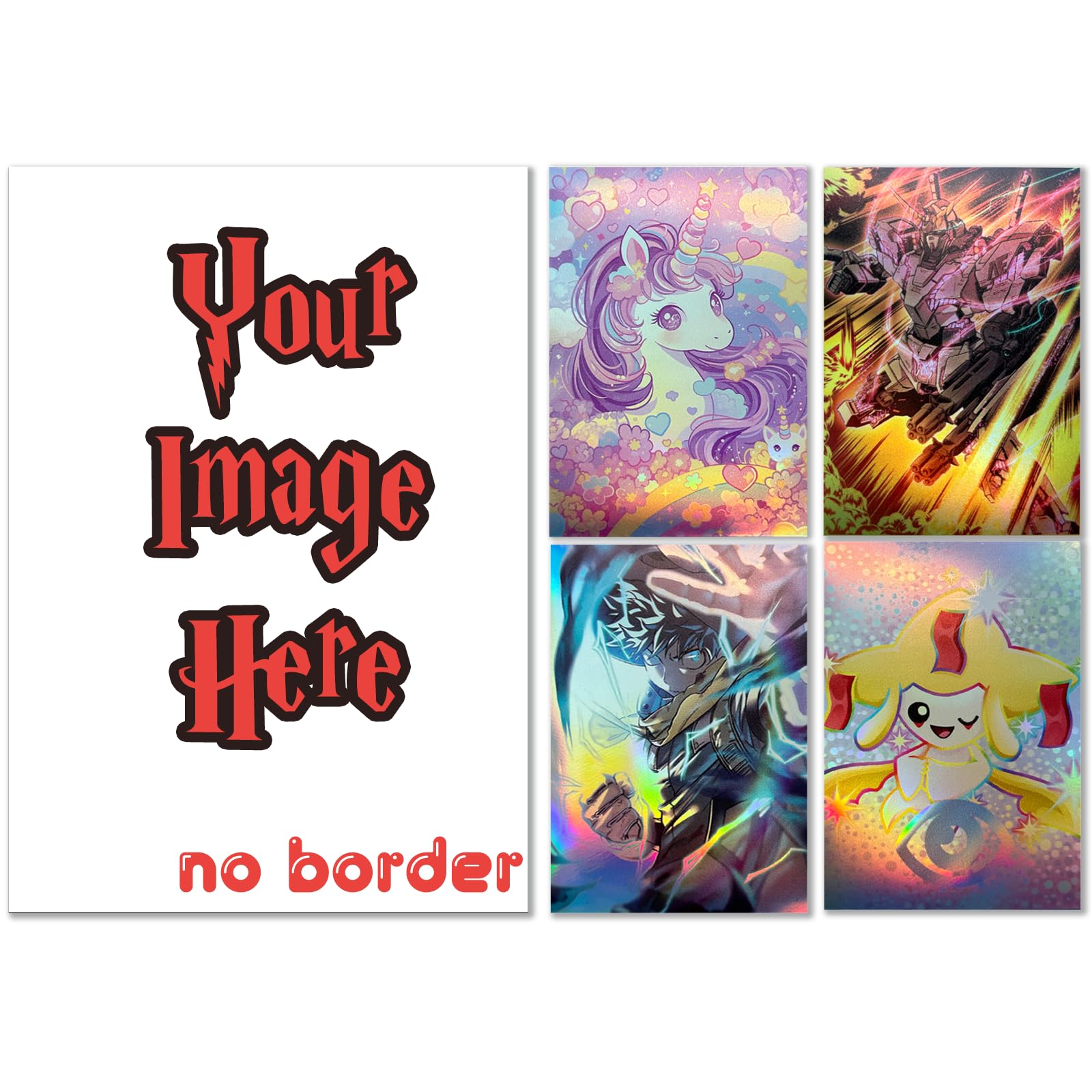 custom holographic card sleeves VEHASAYO No Border, Laser Flashing Shiny Design, Make Your Own Trading Collectible Card Protector, Compatible with Magic The Gathering – MTG, TCG, OCG, Borderless : Toys & Dragon Ball Super (DBS) Card Name:Dracotail Urgula Is Purrely still a Salamence