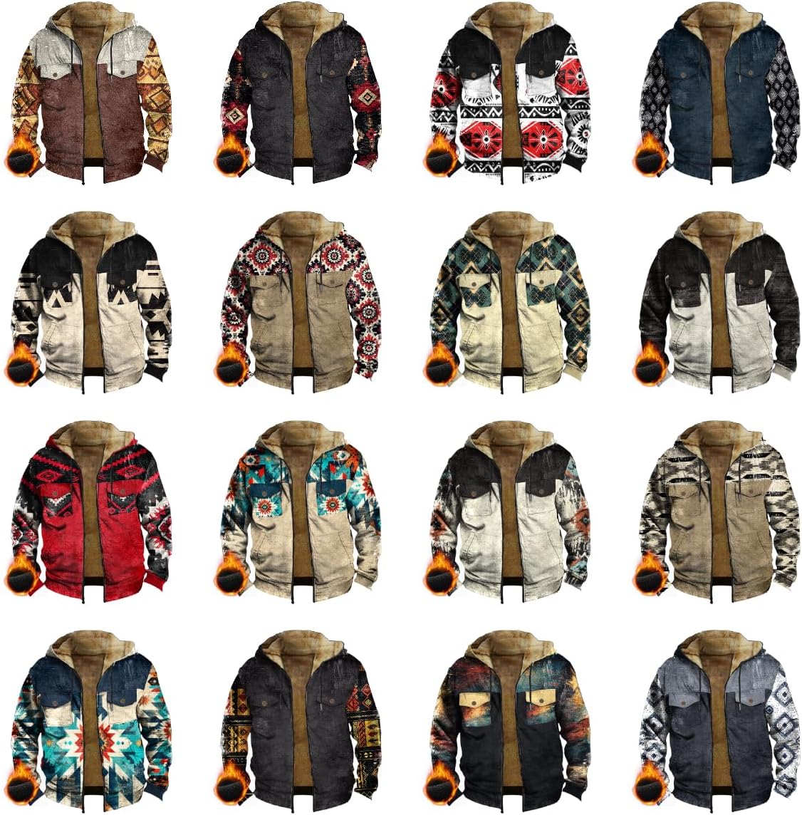 Western Jackets For Cowboy Bull Graphic Tactical Long Sleeve Zipper Fleece Hooded Lightweight Mens Coat - Image 5