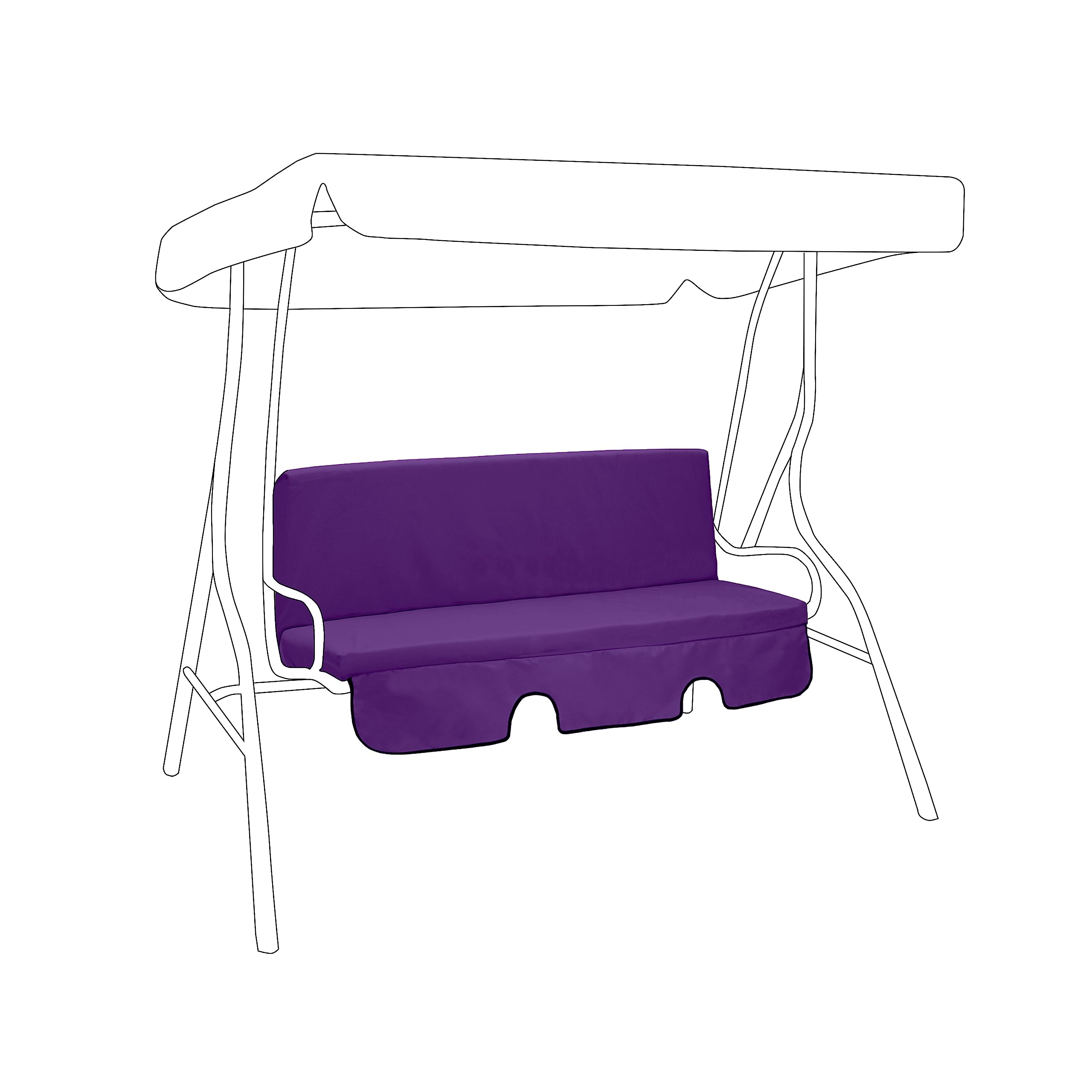 Gardenista Garden Swing 3 Seater Hammock Bench Cushion | Canopy Outdoor Patio Furniture Replacement Cushion Seat Pad | Water Resistant Seat and Back Cushion | Soft Comfy and Durable (Purple)