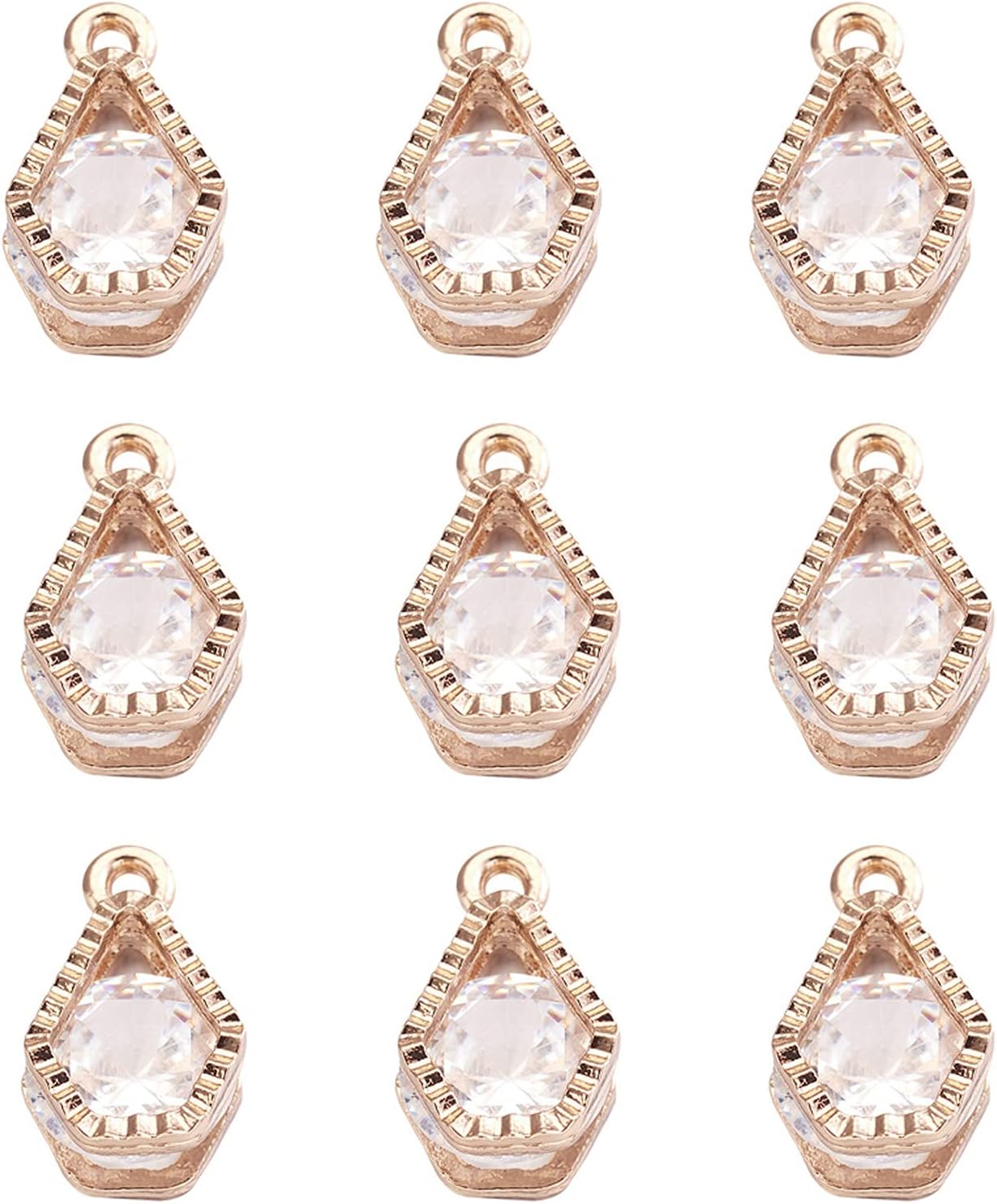 Beadthoven 100Pcs Cubic Zirconia Alloy Charms Snowflake Shaped Platinum Christmas Pendants Sparkly Holiday Charms for Necklace Bracelet Earring Jewelry Making DIY Accessory Hole: 1.5mm