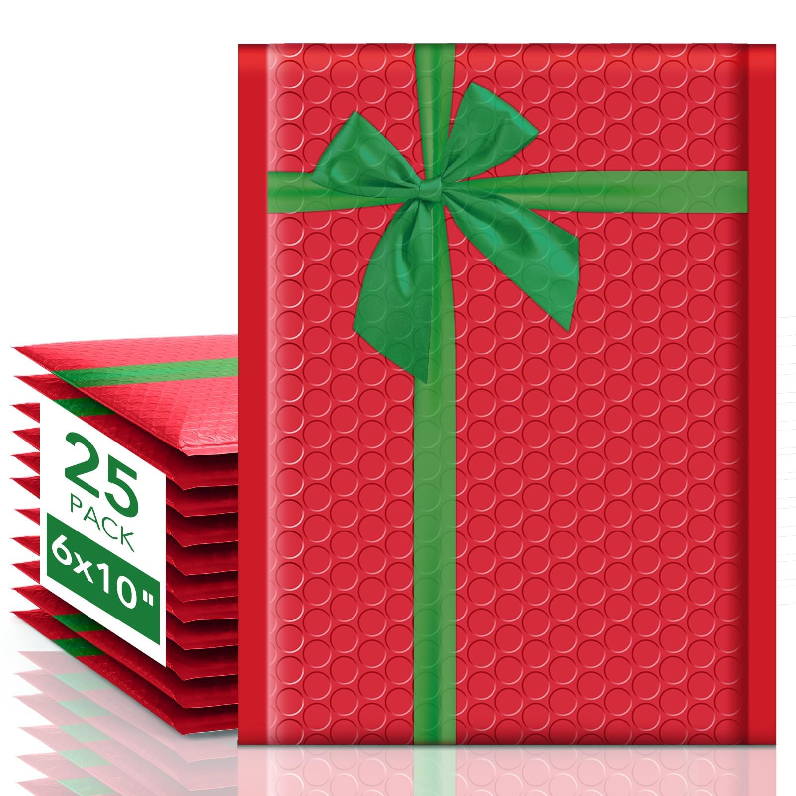 Switory Christmas Padded Envelopes, A5 Bubble Mailers 6x10 Inch Jiffy Bags Usable Size 6x9 Thick Mailing Envelopes Bubble Opaque Padded Mailers Shipping Bags for Mailing Jewelry Makeup, 25pcs