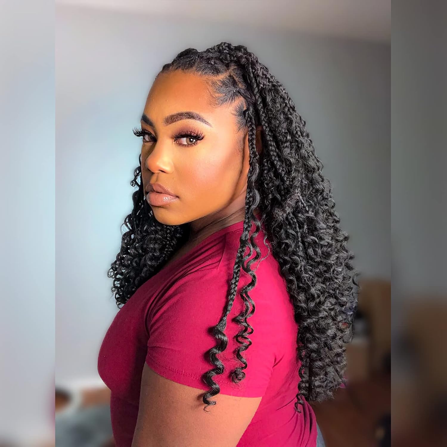 Buy ToyoTress Goddess Box Braid Crochet Hair Curly End Crochet Braids