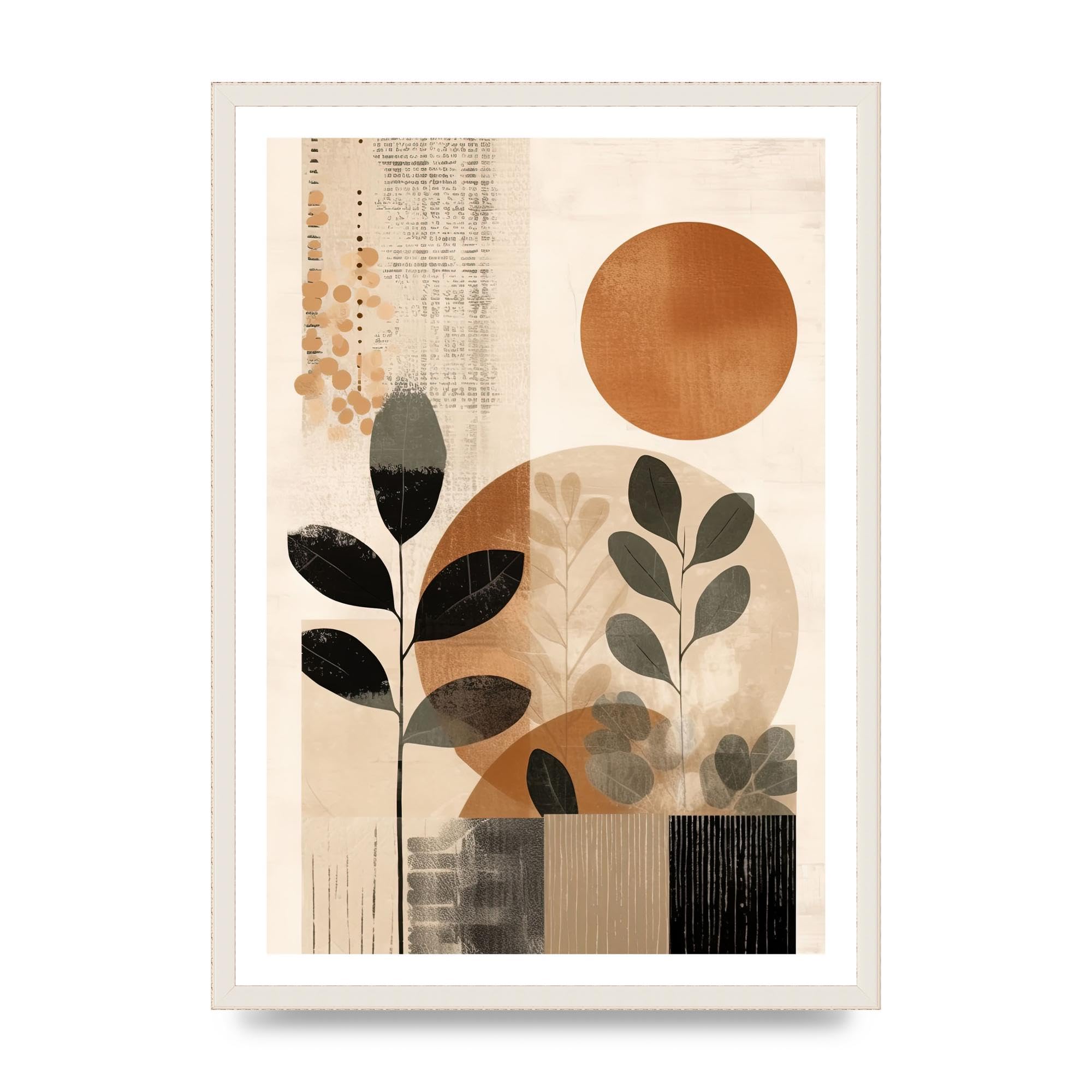 Lithobee - Abstract botanical art Home Wall Art Prints in Sizes A2, A3 & A4 Framed in a Stylish Quality Coloured Frame or Unframed - A2 White Grain Frame