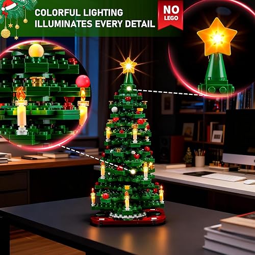 Miniatura 2 de BRIKSMAX Kit de iluminación LED para árbol de Navidad LEGO-40573, compatible con el modelo de bloques de construcción de Lego, no incluye el juego