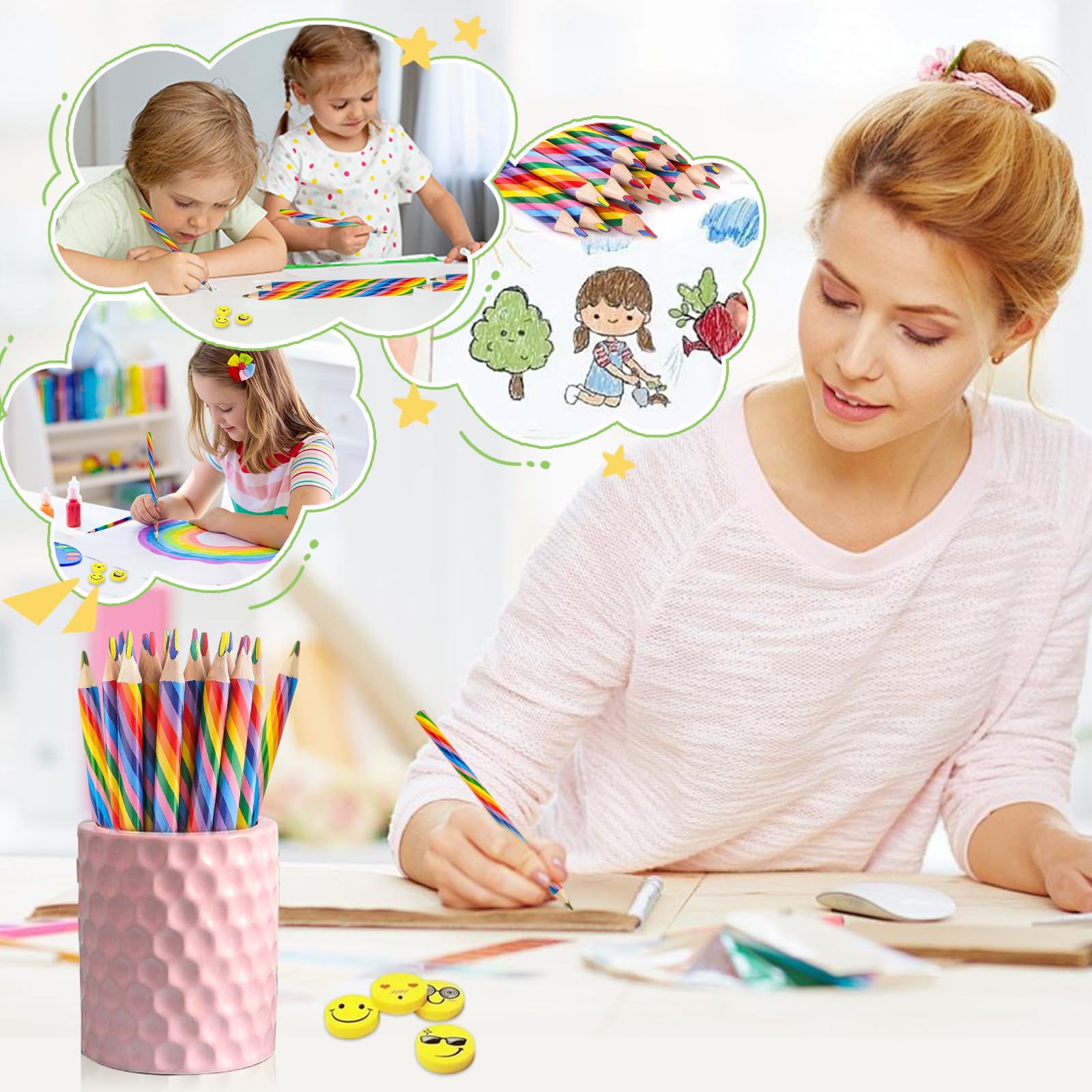 Yangmei Regenbogenstifte – 12 Farben, Buntstifte Für Kinder & Erwachsene, Mit Farbverlauf