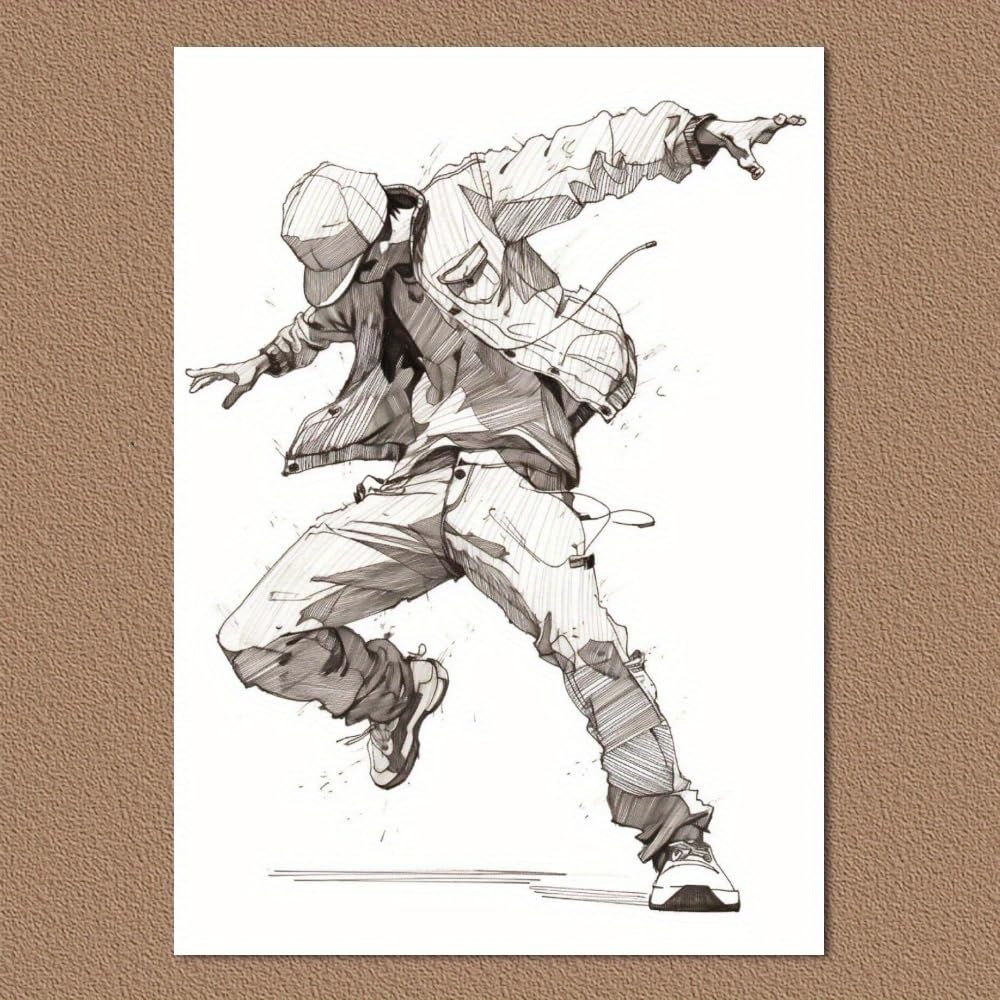 CWZBFEH Quadro su tela con ragazzo hip-hop che balla - per appassionati di danza, ideale per arredare soggiorno, camera da letto, ufficio e bar (70x90 cm/con cornice)