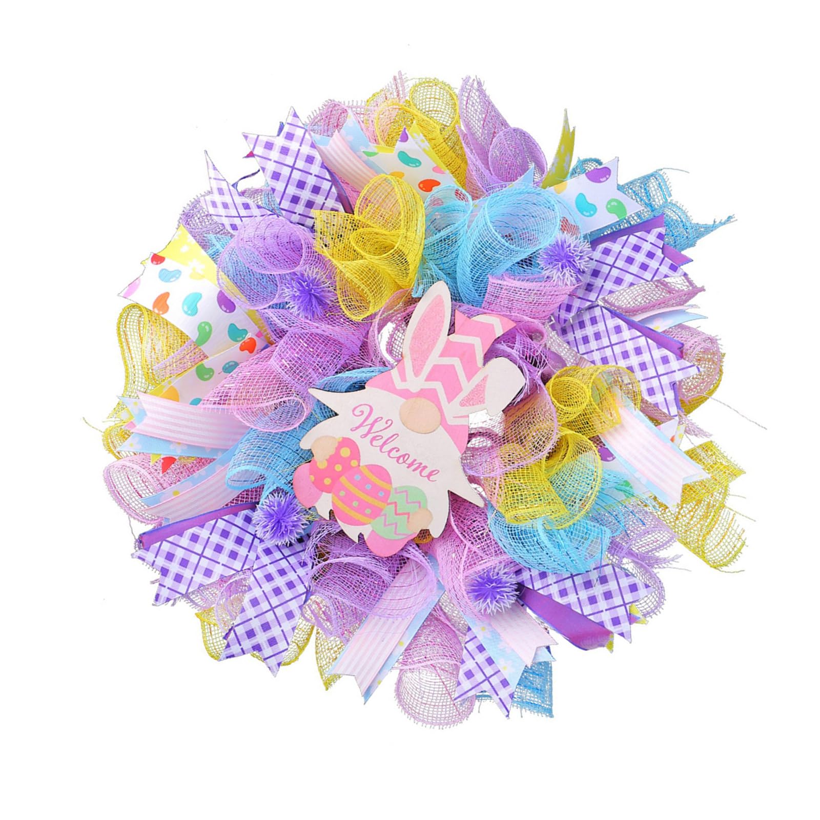 Couronne de festival de printemps artificielle avec figurine de nain