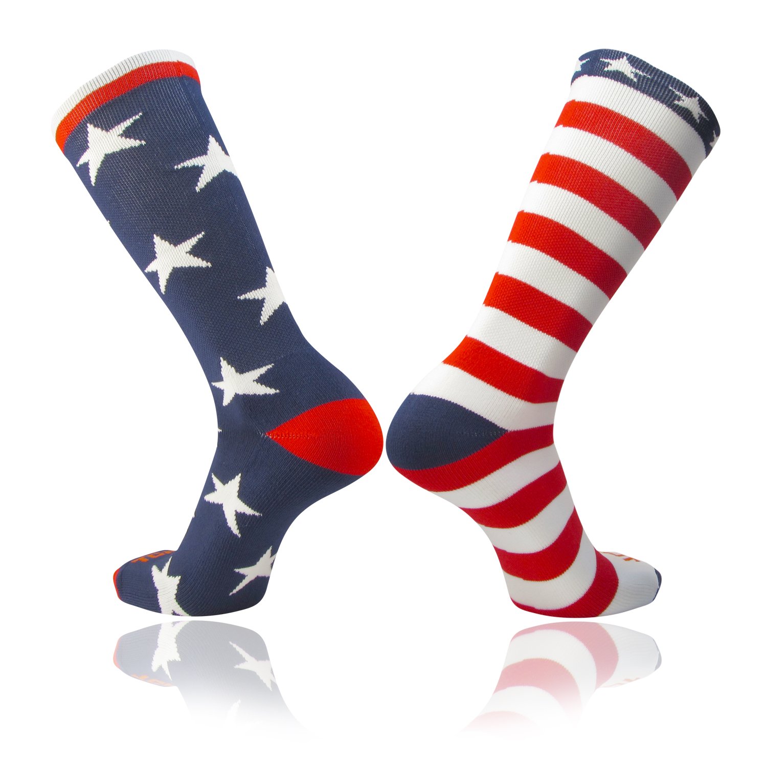 TCK Stars & Stripes American Flag Mismatched Athletic Socks Made in The USA (Multi, Small)