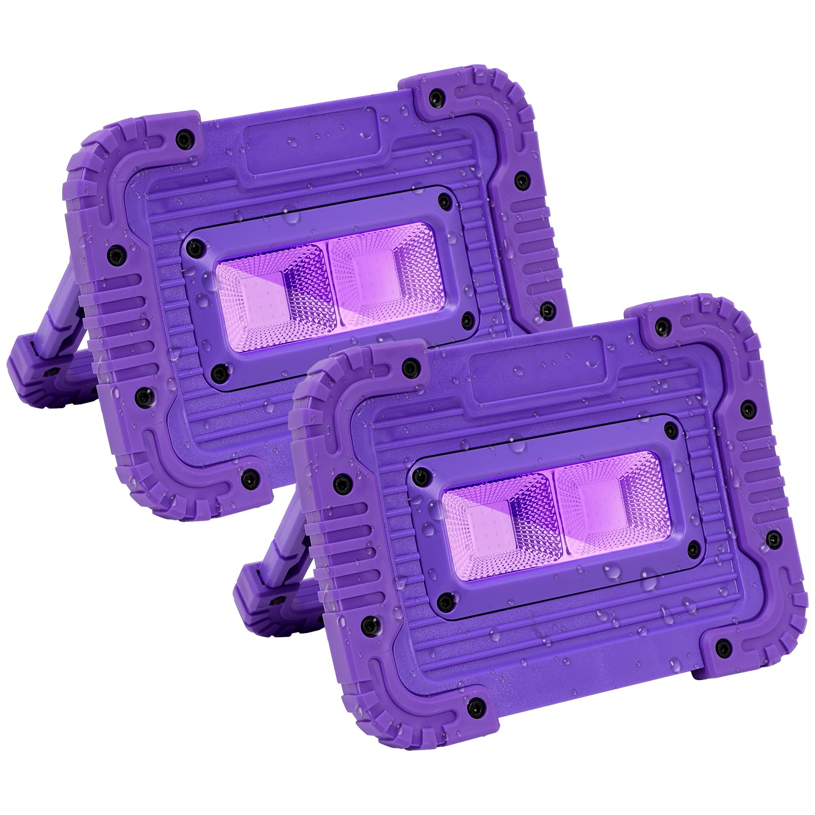 GPRK Rechargeable Black Light Battery Powered Blacklight Cordless UV Black Lights for Halloween Glow Party Painting Night Fishing Cabinet and Display, 4 Packs