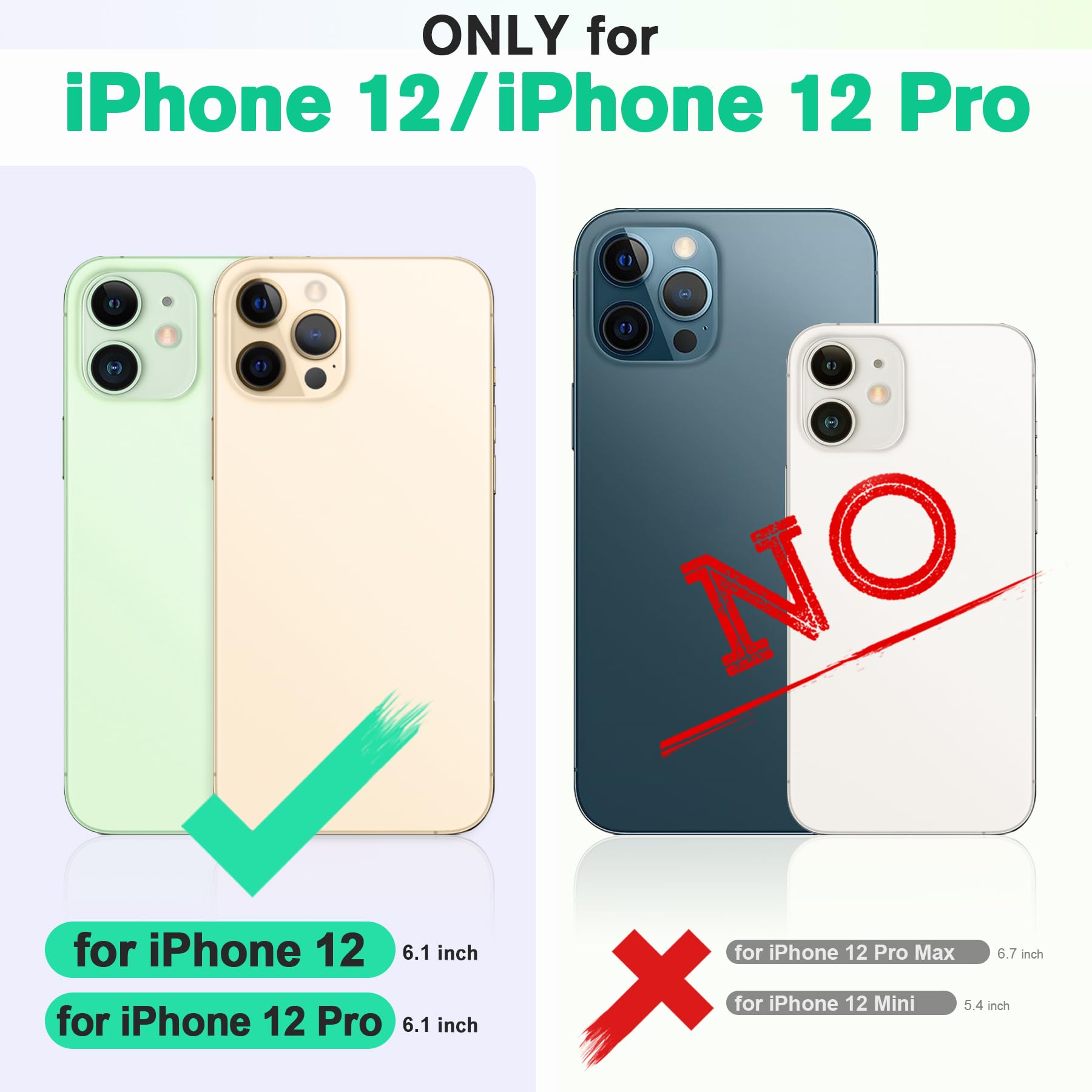 TUCCH Custodia per iPhone 12/12 Pro Cover Antiurto Pelle Sintetica Portafoglio Magnetica Flip con Chiusura RFID Blocco Tasca Carte Portacellulare Compatibile con iPhone 12/12 Pro (6,1" 2020), Nero