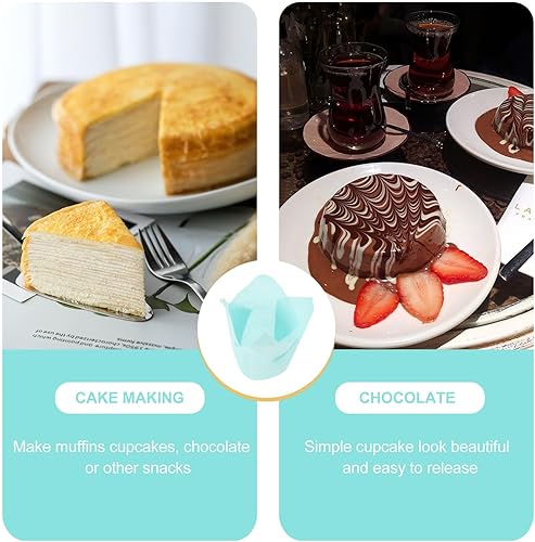 Miniatura 3 de Cabilock 100 mini tazas de papel para hornear con forma de loto a prueba de grasa para cupcakes forros para bolas de pastel, magdalenas, cupcakes