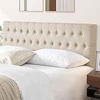 Vista 16 de Kingfun Cabecera tapizada para cama individual con diseño moderno de botones, cabecera ajustable de madera maciza, cabeceros acolchados de tela