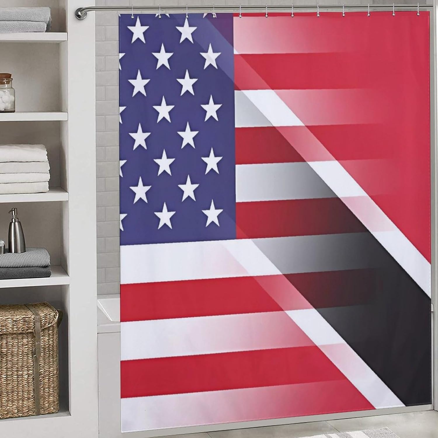 U.S. Trinidad and Tobago Flag Funny Shower Curtains Washable Bath Curtain Liner with Hooks for Bathroom Bath Tubs