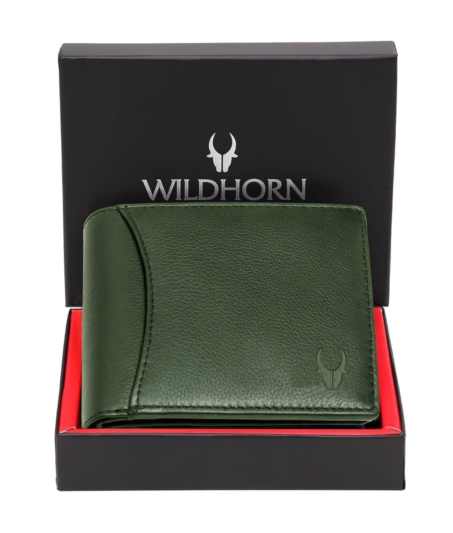 WildHorn RFID Protected Leather Wallet for Men, Green