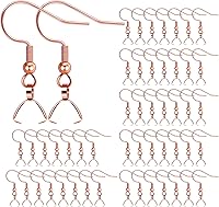 Vista 8 de Ganchos para aretes, 50 unidades/25 pares, alambres de oreja de acero inoxidable, ganchos de pez, piezas de joyería hipoalergénicas para hacer joyas