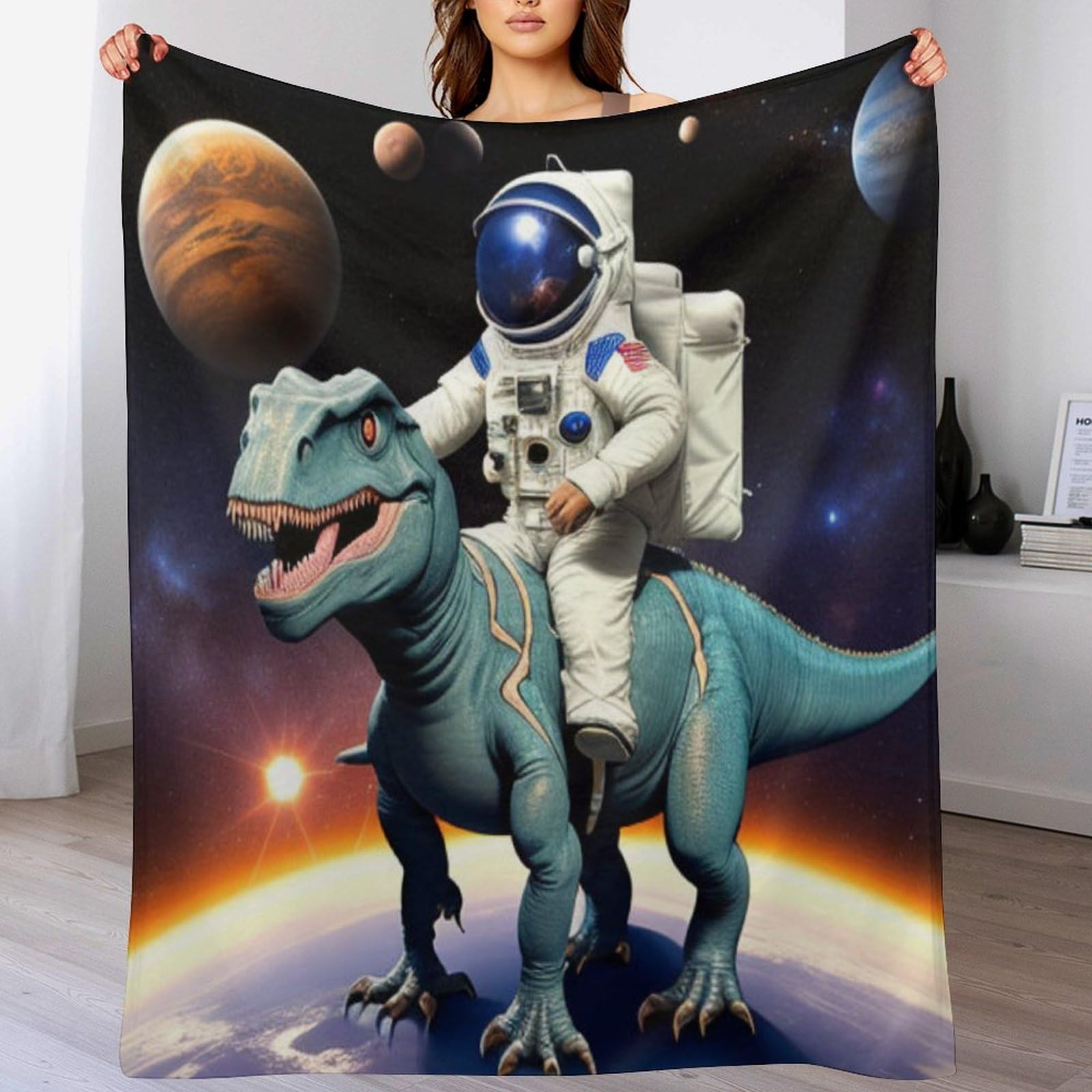 Couverture pour canapé ou lit grand format motif dinosaure en flannel