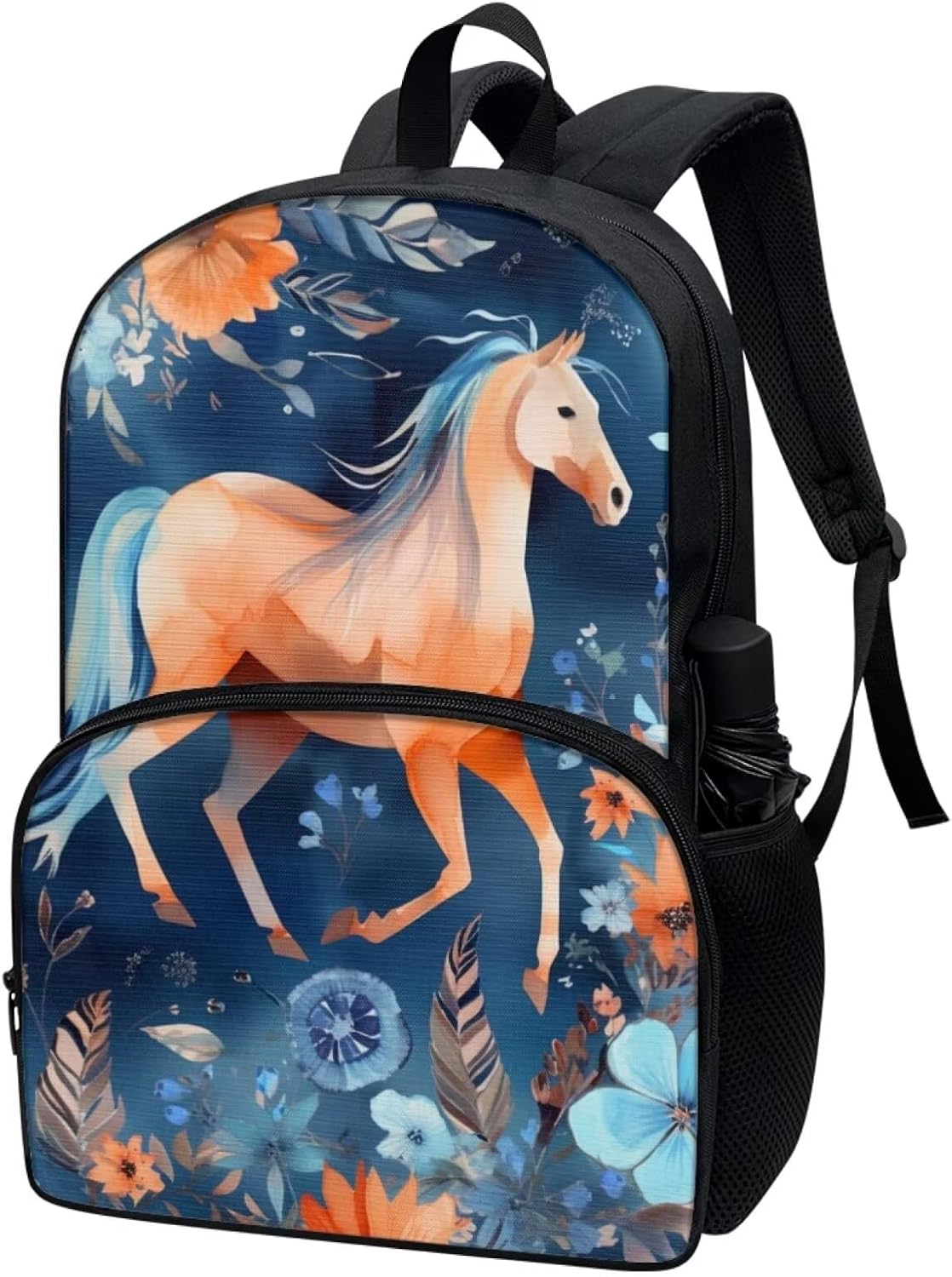 School Backpacks Flower Horse Student Backpack For Girls Kids Shoulder Bag Bookbag