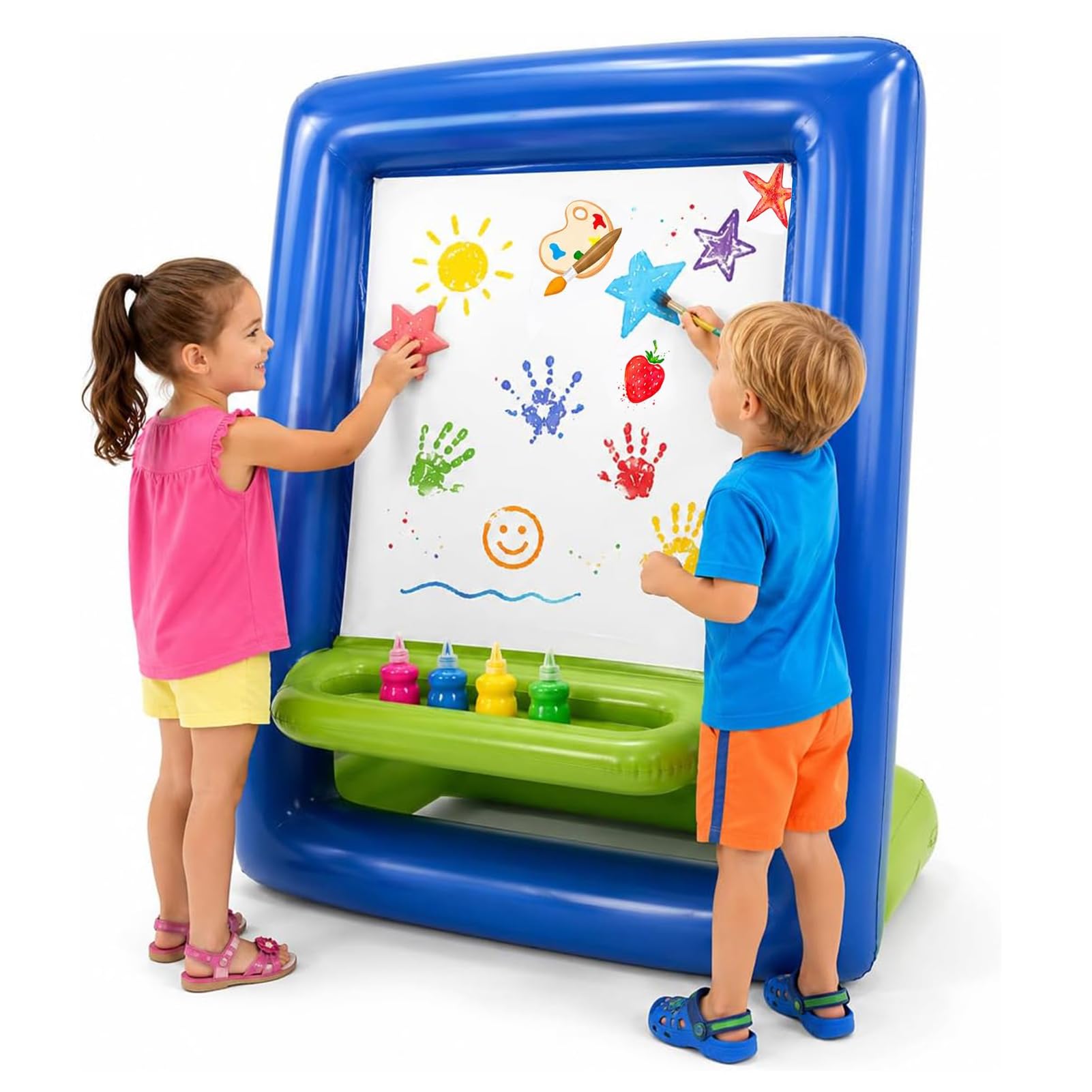 Inflatable Easel for Kids Washable Outdoor Paint Station, Aufblasbare Staffelei für Kinder, Doppelseitige Abwaschbare Malstaffelei, Wiederverwendbare Tragbare Staffelei für Malen, Zeichnen