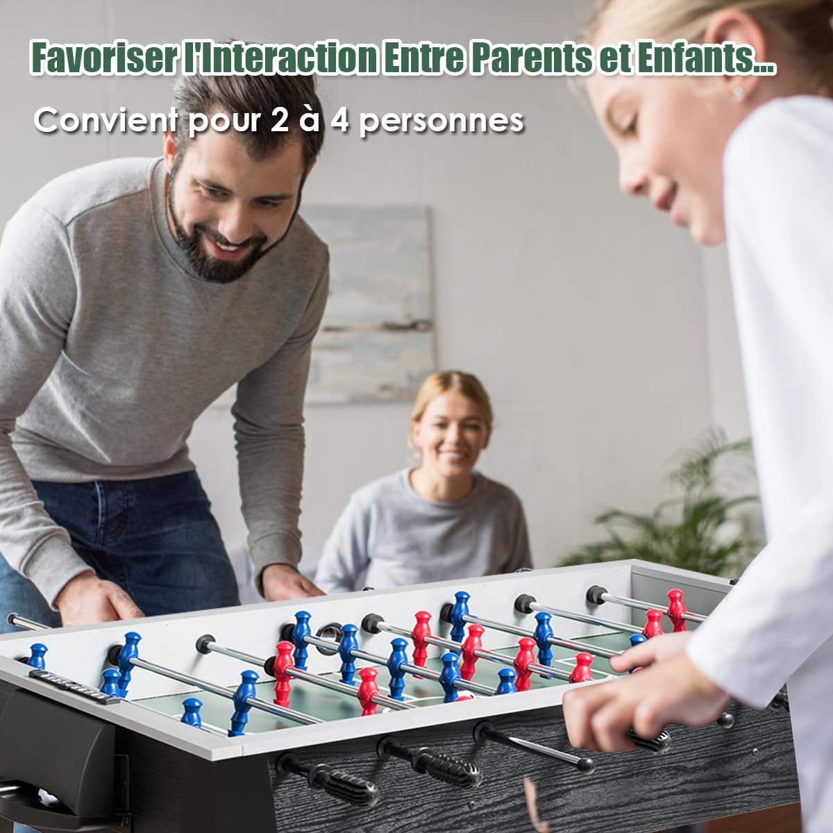 COSTWAY Table de Baby-Foot avec 26 Joueurs & 2 Mini Ballons de Football, Table de Jeu avec Pieds Réglables & Marqueur, Jouet d'arcade pour Adulte et Enfant pour Fête Bar Salle de Jeux