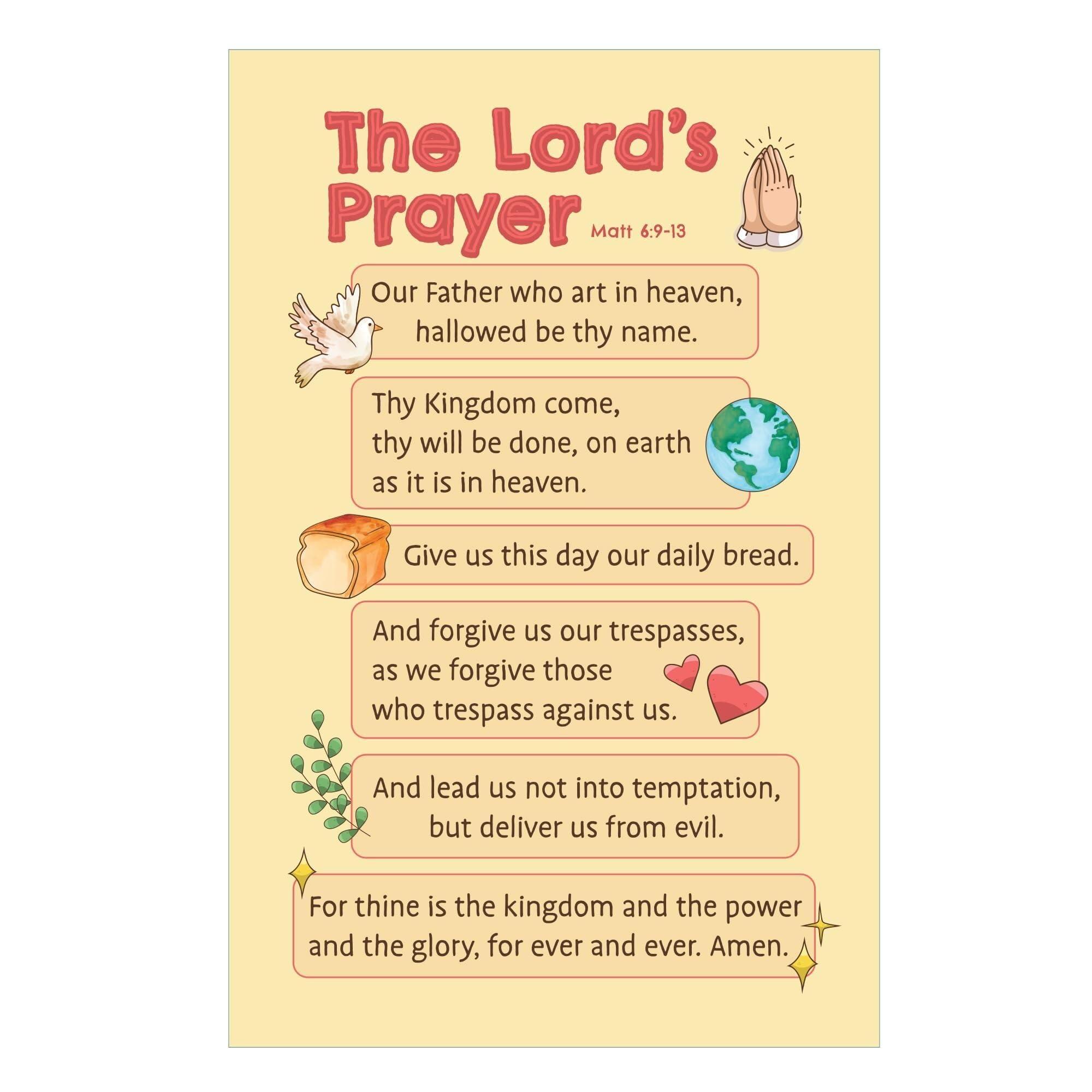 PAJPXPCD 's Lord's Prayer Chart - Illustrated Our Father Bible Poster for, Easy-to-Understand Learning Tool for Home, Sunday School, Memory Verse & Prayer Time(Unframed,16x24inch(40x60cm))