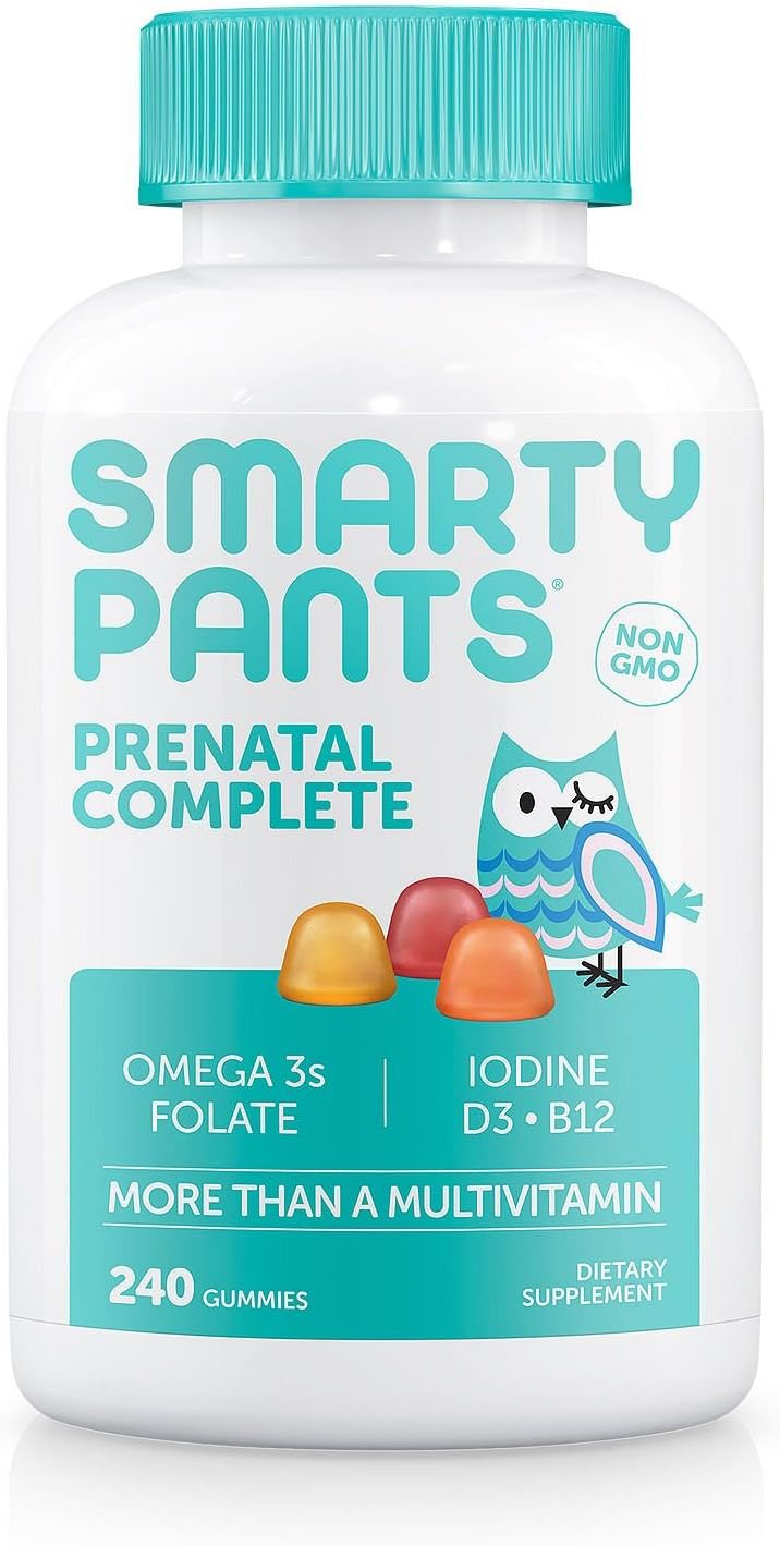 SmartyPants Prenatal Formula Daily Gummy Multivitamin: Vitamin C, D3, & Zinc for Immunity, Folate for Fetal Development, Vitamin K for Bone Health, CoQ10 for Heart Health, 120 Count (30 Day Supply)