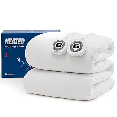 Bedsure Heated Mattress Pad Queen - Bed Warmer with Memory & Preheat Functions, 12-Hour Auto Off & 10 Heat Settings, Dual Controllers, Fast Heating, Brushed Electric Mattress Pad Queen, 60"x80"