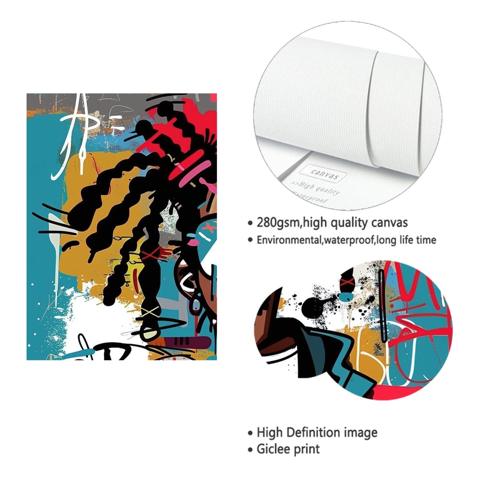 Hip Hop Stile Tela Pittura Pop Art Opere d'Arte Moderna Home Decor per Soggiorno Camera da letto Ufficio Stile Graffiti Immagini Creative 80x110cm Innerframe