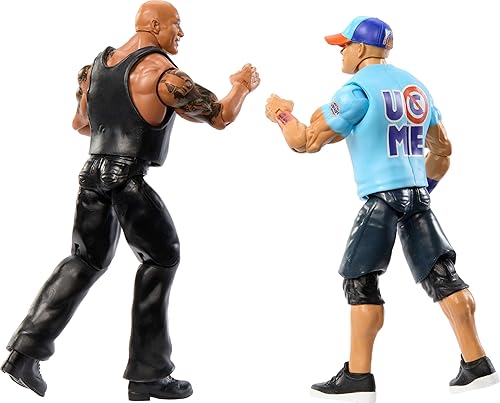 Miniatura 5 de Mattel WWE Main Event Championship Showdown - Juego de 2 figuras de acción y accesorios, serie #19 The Rock vs John Cena coleccionable